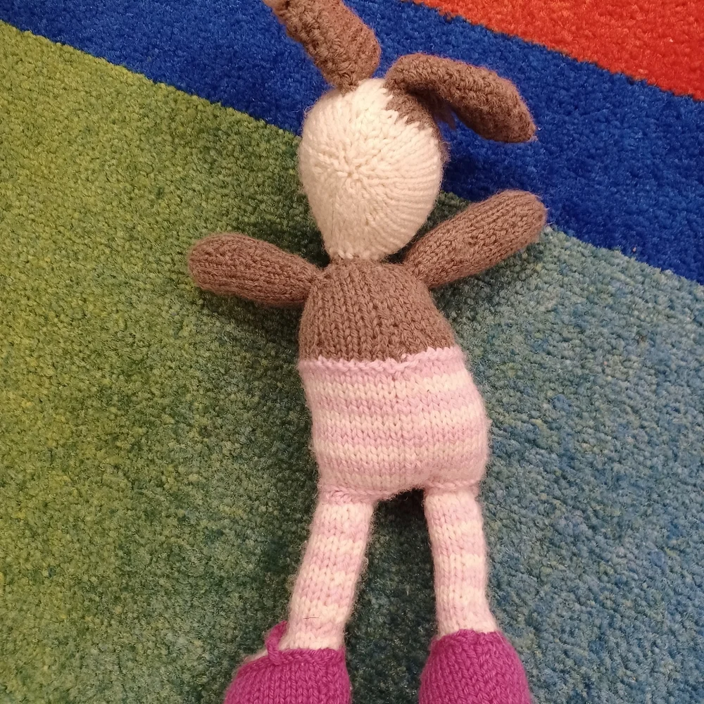 โ Handmade Yarn Crochet floppy Yarn cute Bunny Soft Toy lovey knitted plush - Picture 14 of 15